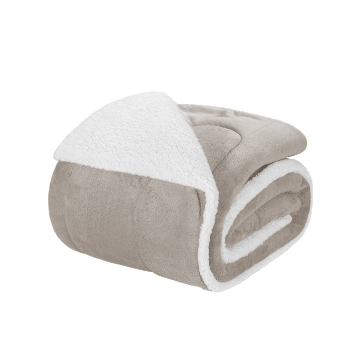 Coberdrom Fleece com Sherpa Dupla Face QUEEN Nevada - Bege