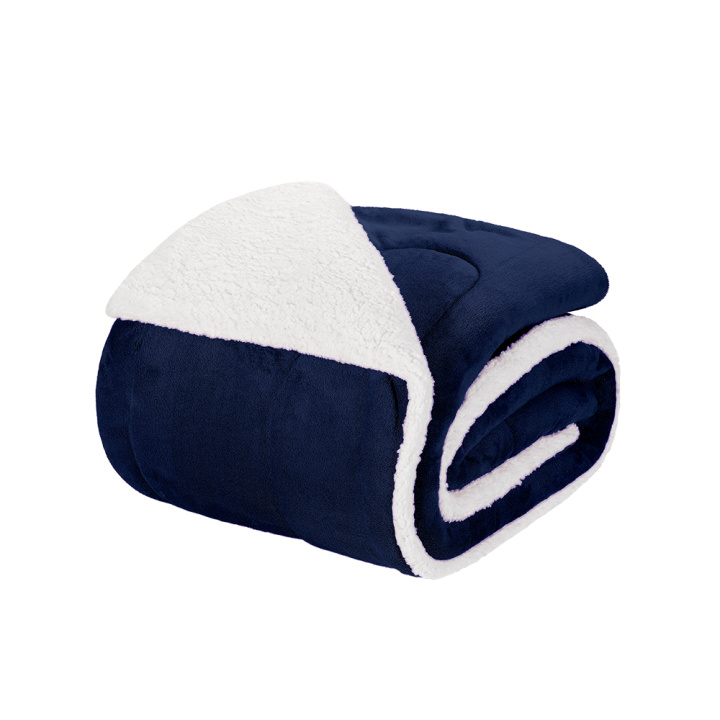 Coberdrom Fleece com Sherpa Dupla Face QUEEN Nevada - Marinho