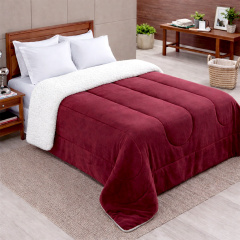 Coberdrom Fleece com Sherpa Dupla Face QUEEN Nevada - Vinho