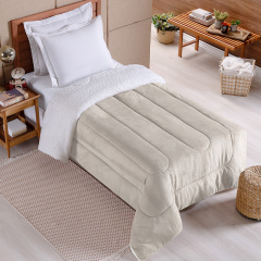 Coberdrom Fleece com Sherpa Dupla Face SOLTEIRO Nevada - Bege