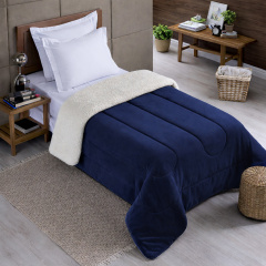 Coberdrom Fleece com Sherpa Dupla Face SOLTEIRO Nevada - Marinho