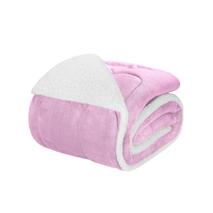 Coberdrom Fleece com Sherpa Dupla Face SOLTEIRO Nevada - Rose