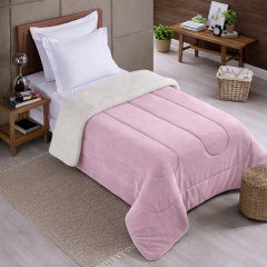 Coberdrom Fleece com Sherpa Dupla Face SOLTEIRO Nevada - Rose