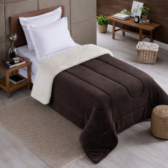 Coberdrom Fleece com Sherpa Dupla Face SOLTEIRO Nevada - Tabaco