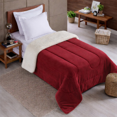Coberdrom Fleece com Sherpa Dupla Face SOLTEIRO Nevada - Vinho
