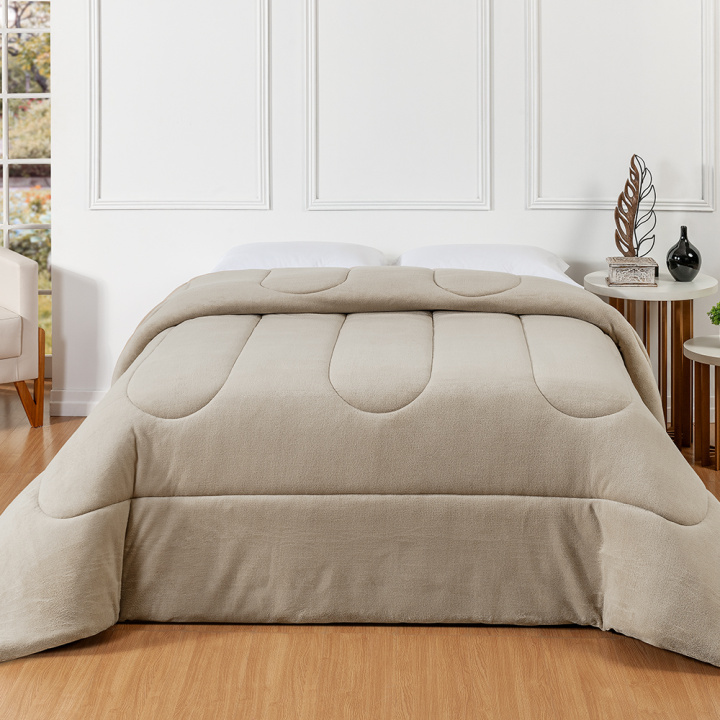 Coberdrom Fleece Dupla Face QUEEN Sonata - Bege