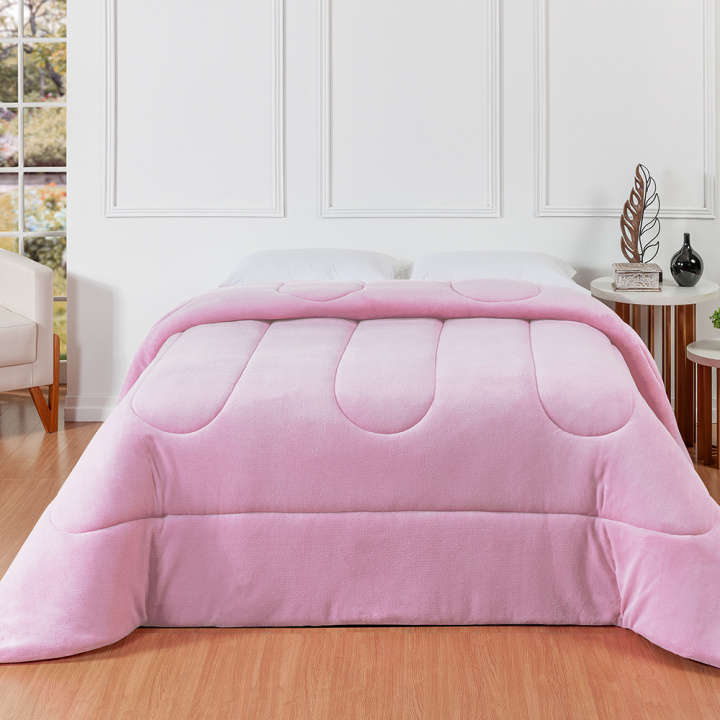 Coberdrom Fleece Dupla Face QUEEN Sonata - Rosa Velho