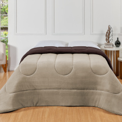 Coberdrom Fleece Dupla Face SOLTEIRO Sonata - Marrom/Bege