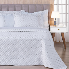 Cobre Leito 3 Peças QUEEN Percal 230 Fios 100% Algodão Pontual - Branco