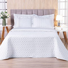 Cobre Leito 3 Peças QUEEN Percal 230 Fios 100% Algodão Pontual - Branco