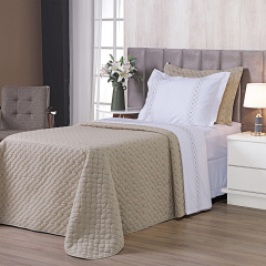 Cobre Leito 2 Peças SOLTEIRO Percal 230 Fios 100% Algodão Pontual - Bege