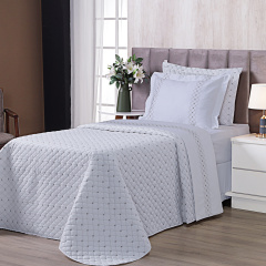 Cobre Leito 2 Peças SOLTEIRO Percal 230 Fios 100% Algodão Pontual - Branco