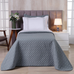 Cobre Leito 2 Peças SOLTEIRO Percal 230 Fios 100% Algodão Pontual - Grafite