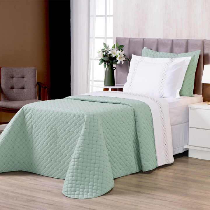 Cobre Leito 2 Peças SOLTEIRO Percal 230 Fios 100% Algodão Pontual - Verde