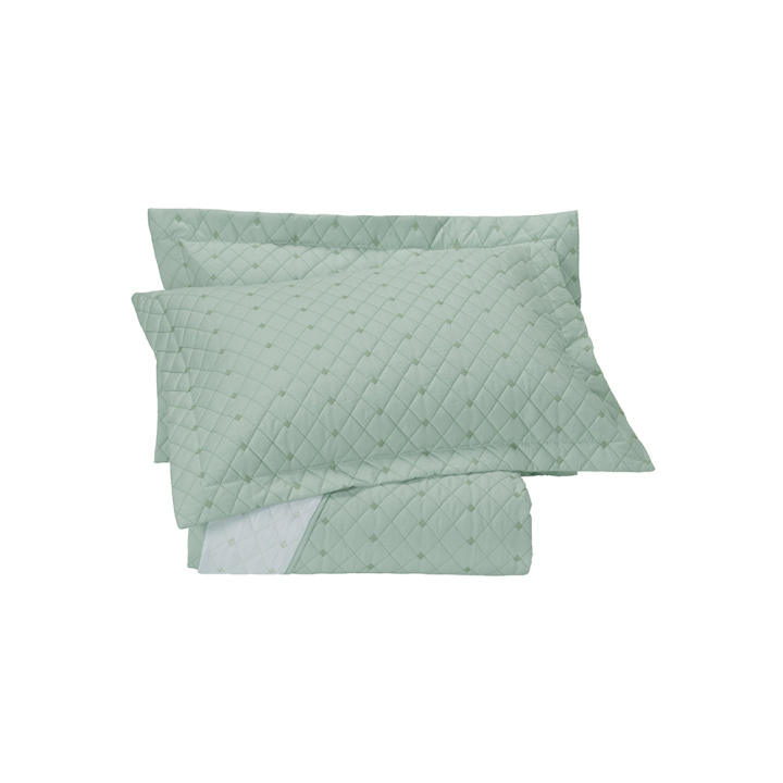 Cobre Leito 3 Peças CASAL Percal 230 Fios 100% Algodão Pontual - Verde