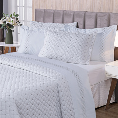 Cobre Leito 3 Peças KING Percal 230 Fios 100% Algodão Pontual - Branco