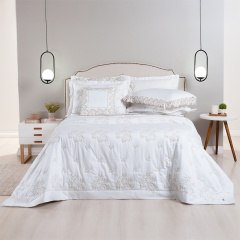 Cobre Leito 3 Peças KING Percal 400 Fios Algodão Andorra Branco/Caqui