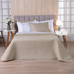 Cobre Leito 3 Peças QUEEN Percal 230 Fios 100% Algodão Pontual - Bege