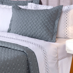 Cobre Leito 3 Peças QUEEN Percal 230 Fios 100% Algodão Pontual - Grafite