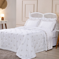 Cobre Leito 3 Peças QUEEN Percal 400 Fios 100% Algodão Imperial Branco