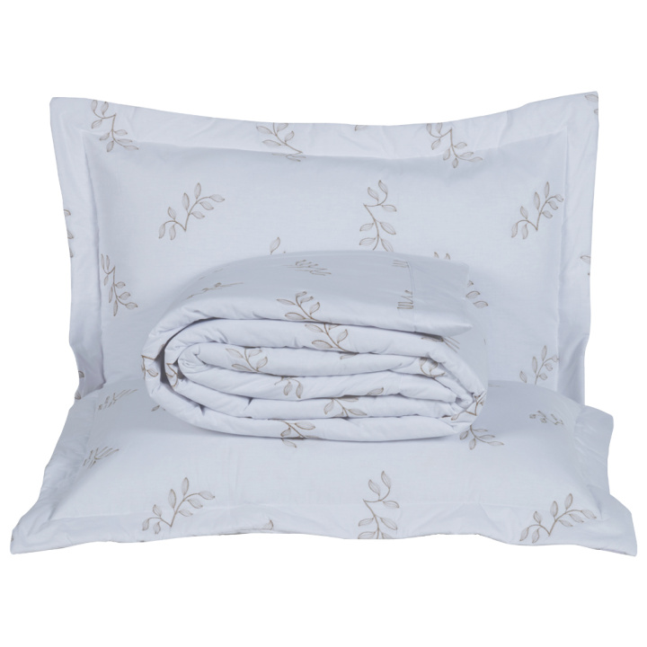 Cobre Leito Bordado 3 Peças KING Percal 230 Fios 100% Algodão Garden Branco
