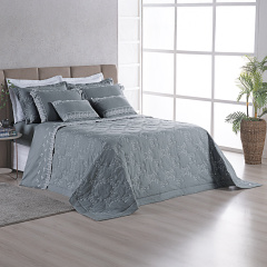 Cobre Leito Bordado 3 Peças KING Percal 230 Fios 100% Algodão Select Grafite