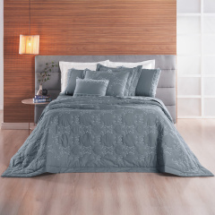 Cobre Leito Bordado 3 Peças QUEEN Percal 230 Fios 100% Algodão Select Grafite