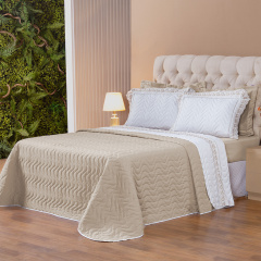 Cobre Leito Bordado King Hipercal 200 Fios Sublime 3 Peças Branco