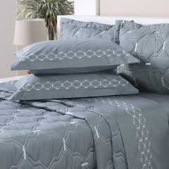 Cobre Leito Bordado King Percal 230 Fios Supreme 3 Peças Grafite