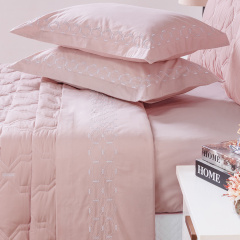 Cobre Leito Bordado King Percal 230 Fios Supreme 3 Peças Rose