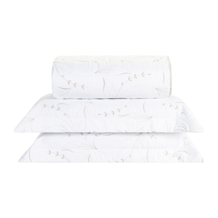 Cobre Leito Bordado Queen 200 Fios Hipercal 3 Peças Sintonia Branco