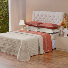 Cobre Leito Bordado QUEEN Hipercal 200 Fios Sublime 3 Peças Terracota