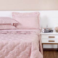 Cobre Leito Bordado Queen Percal 230 Fios Supreme 3 Peças Rose