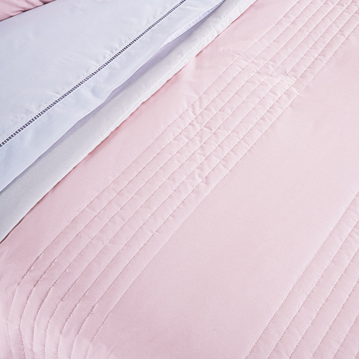 Cobre Leito Casal Dupla Face 200 Fios Toque de Algodão 3 Peças Premier Rosa