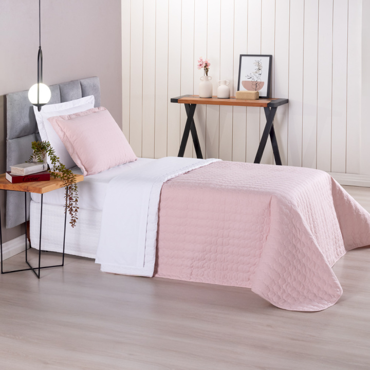 Cobre Leito Dupla Face 2 Peças SOLTEIRO KING Percal 230 Fios 100% Algodão Casual Rosê/Branco