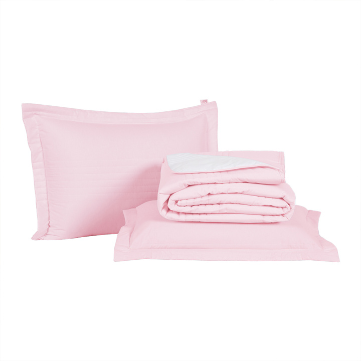 Cobre Leito King Dupla Face 200 Fios Toque de Algodão 3 Peças Premier Rosa