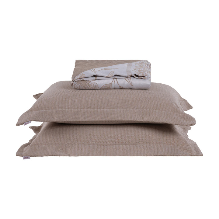 Cobre Leito King Dupla Face Jacquard 3 Peças Naturalle Bege