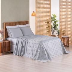 Cobre Leito King Dupla Face Jacquard 3 Peças Naturalle Cinza
