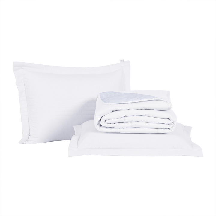 Cobre Leito Queen Dupla Face 200 Fios Toque de Algodão 3 Peças Premier Branco