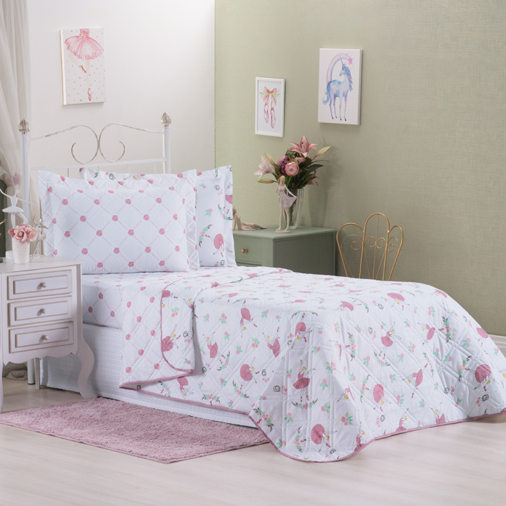 Cobre Leito Solteiro Dupla Face 200 Fios Hipercal 2 Peças Ballet