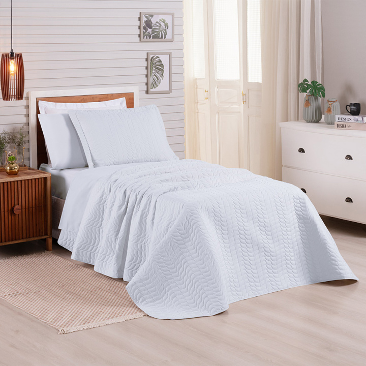 Cobre Leito Solteiro Dupla Face 200 Fios Hipercal 2 Peças Criarte Branco