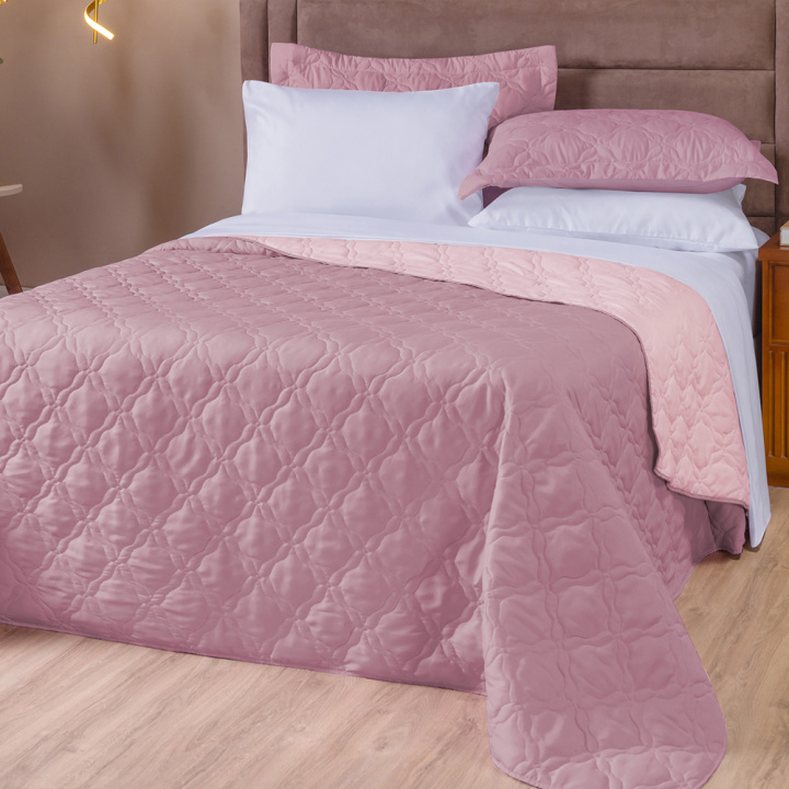 Cobre Leito SOLTEIRO Dupla Face 200 Fios Hipercal Dual Rose Retro/Rosa