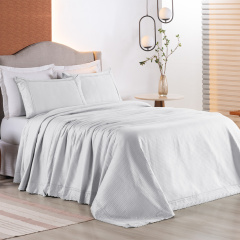 Colcha Bordada Queen 300 Fios Hipercal 3 Peças Home Paris Branco