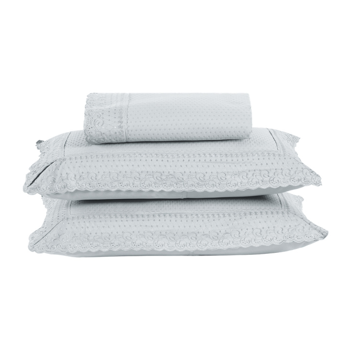 Colcha Bordada Queen 300 Fios Hipercal 3 Peças Home Paris Branco