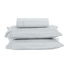 Colcha Bordada Queen 300 Fios Hipercal 3 Peças Home Paris Branco