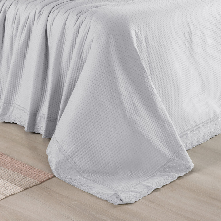 Colcha Bordada Queen 300 Fios Hipercal 3 Peças Home Paris Branco