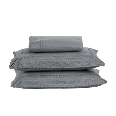 Colcha Bordada Queen 300 Fios Hipercal 3 Peças Home Paris Cinza