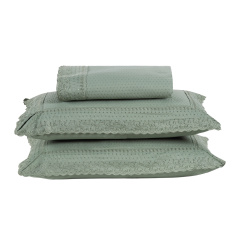 Colcha Bordada Queen 300 Fios Hipercal 3 Peças Home Paris Verde