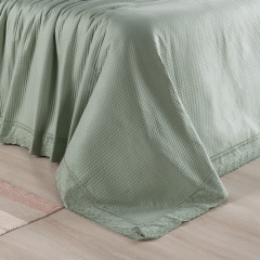 Colcha Bordada Queen 300 Fios Hipercal 3 Peças Home Paris Verde
