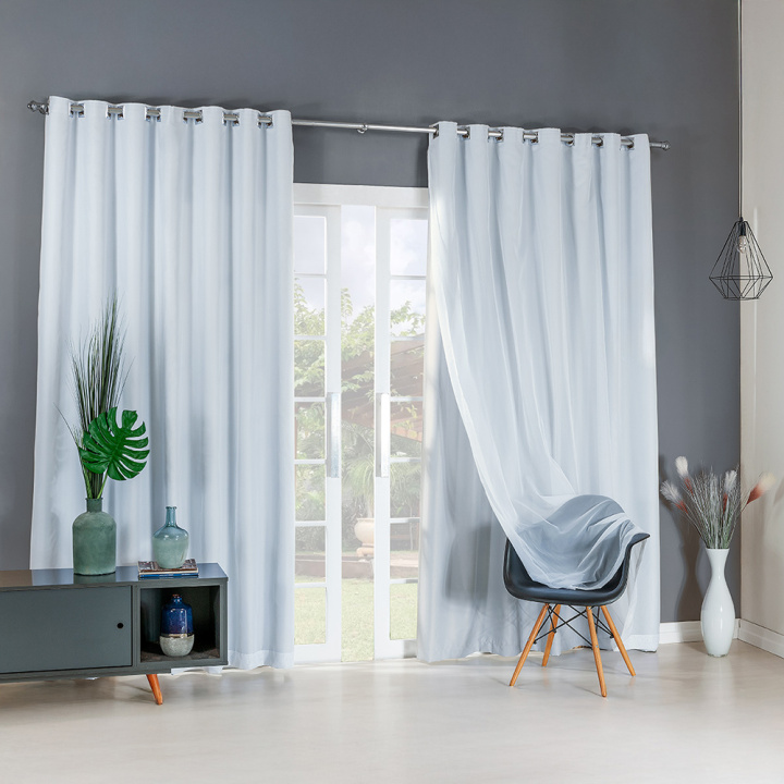 Cortina Blackout Com Voil Varão Simples 3M Argus Branco